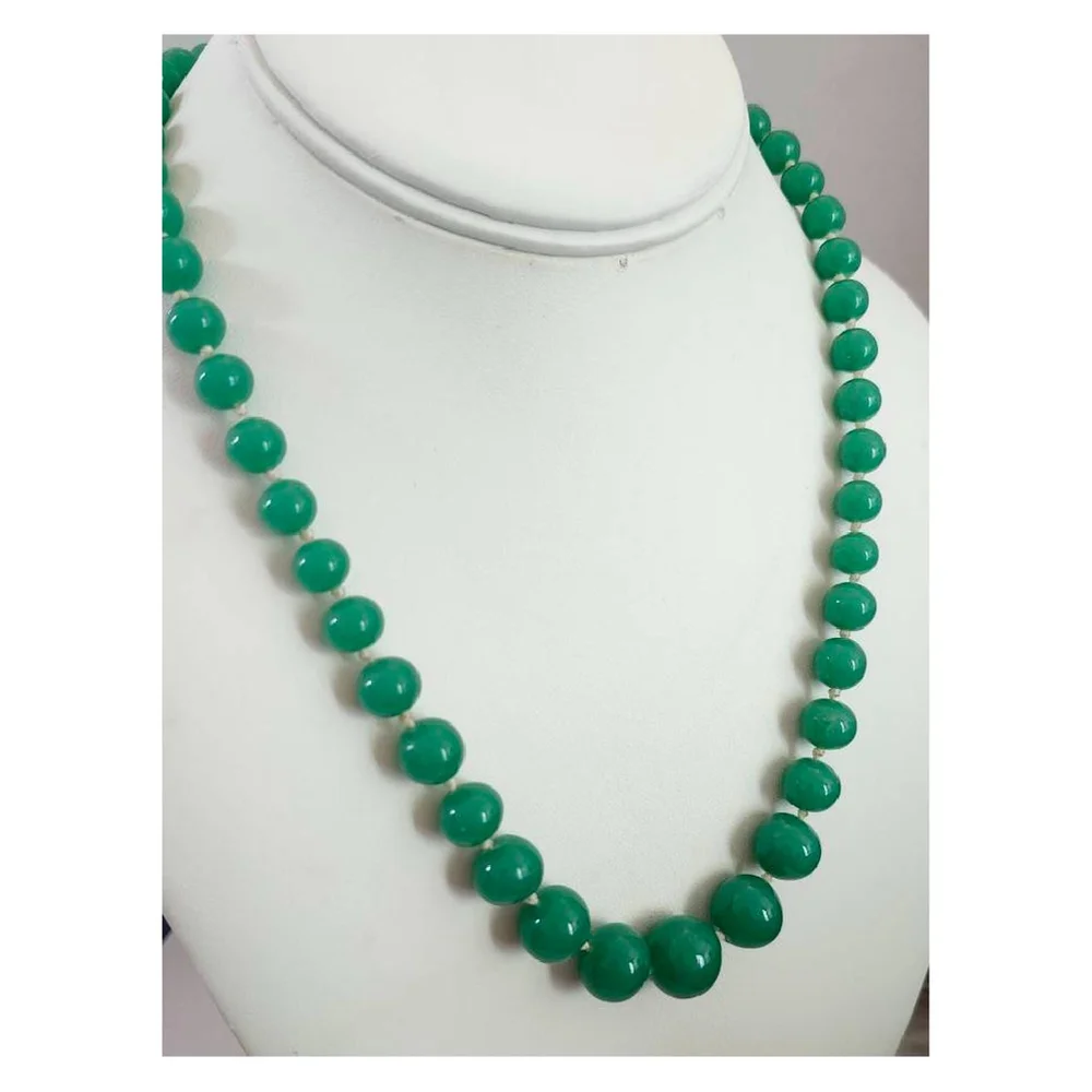 Vintage Green Agate Beaded Necklace with Box Clasp 1940s - Picture 9 of 10
